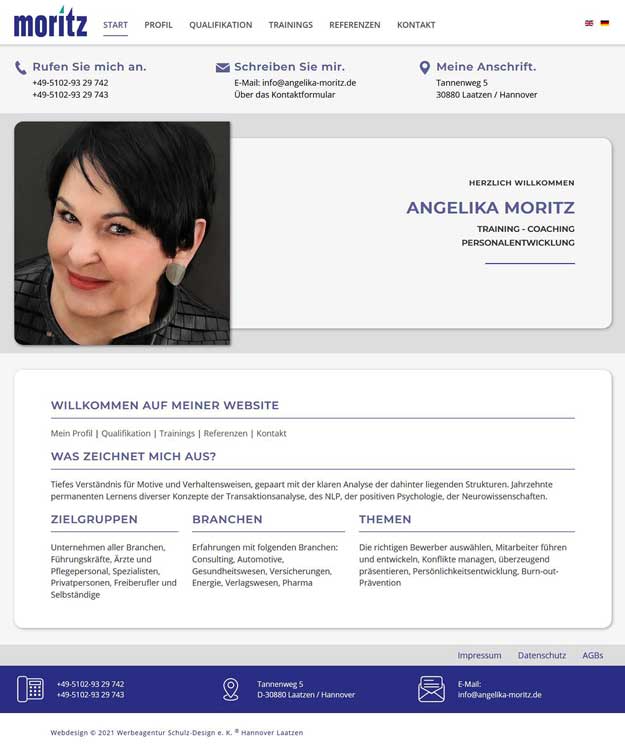 Werbeagentur Hannover: Individuelles Webdesign Angelika Moritz Laatzen